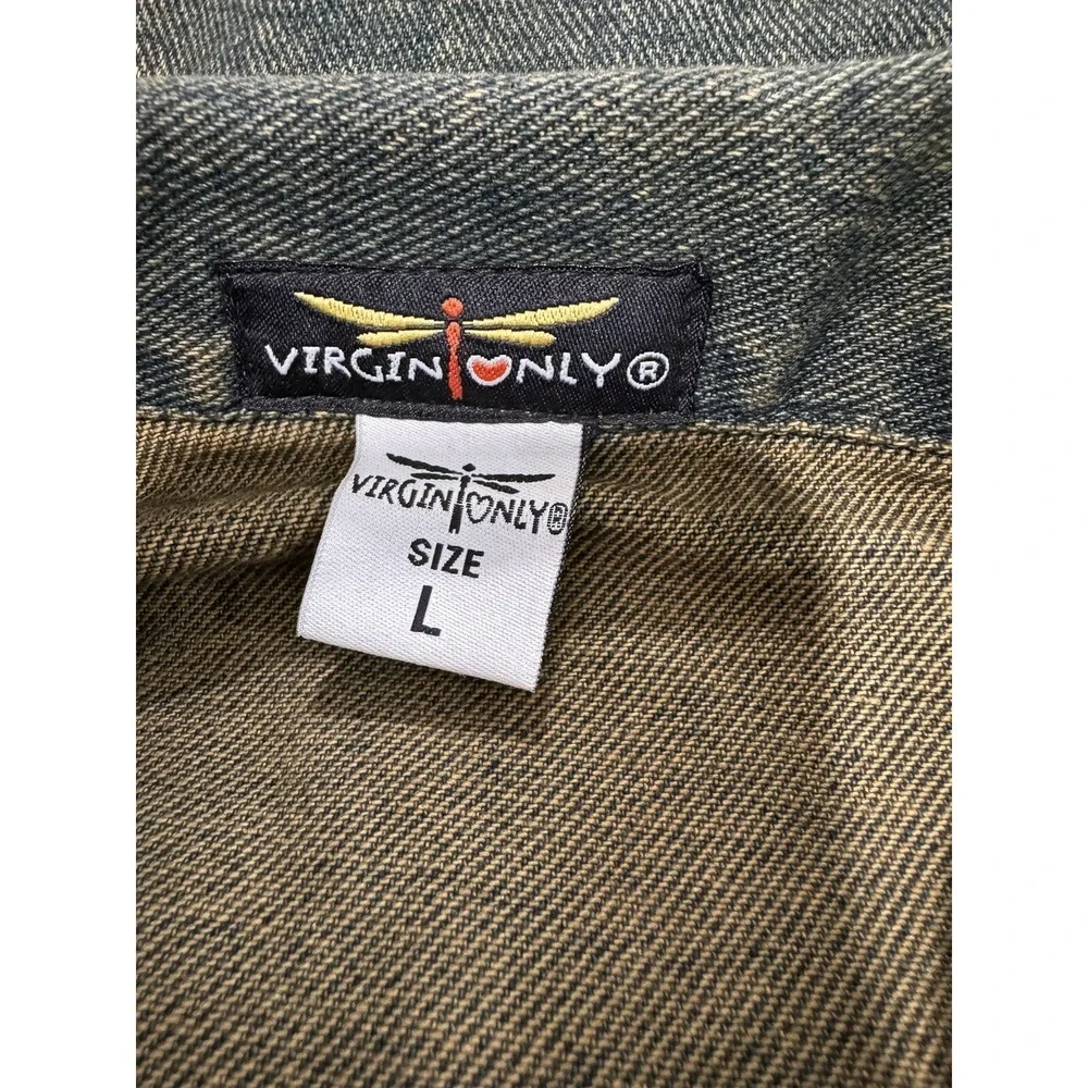 Virgin Only Denim Full Zip Stone Wash Jean Denim Jacket Girls Juniors Size Large